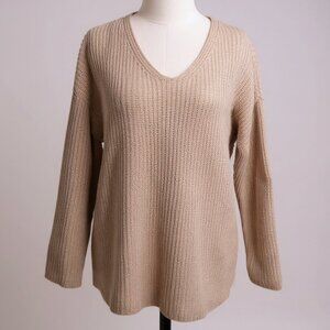 Jenni Kayne Cotton Cabin Sweater Oatmeal Tan Size